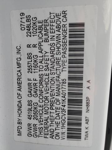 2019 HONDA ACCORD HYB #3287385011