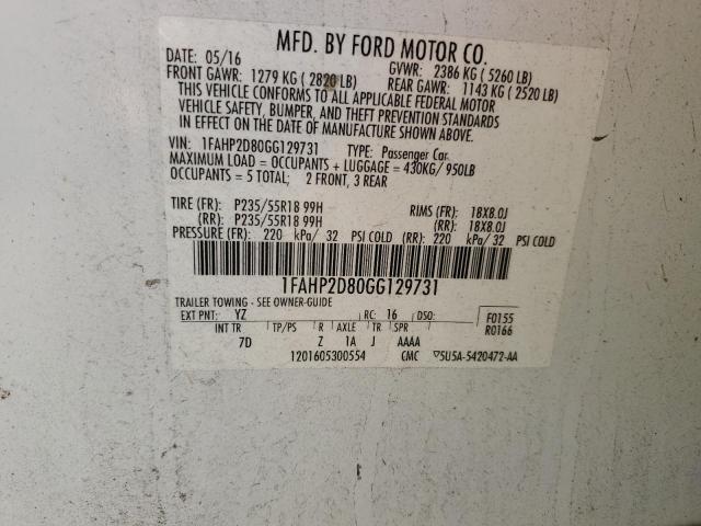 2016 FORD TAURUS SE #3286703288