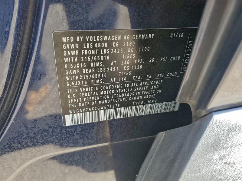 2016 VOLKSWAGEN TIGUAN S #3303604930