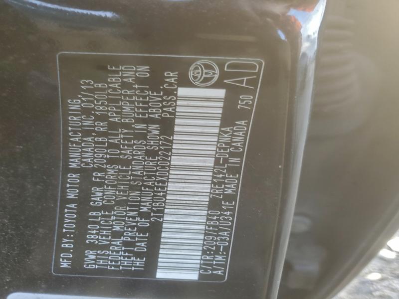 2013 TOYOTA COROLLA BA #3302749014