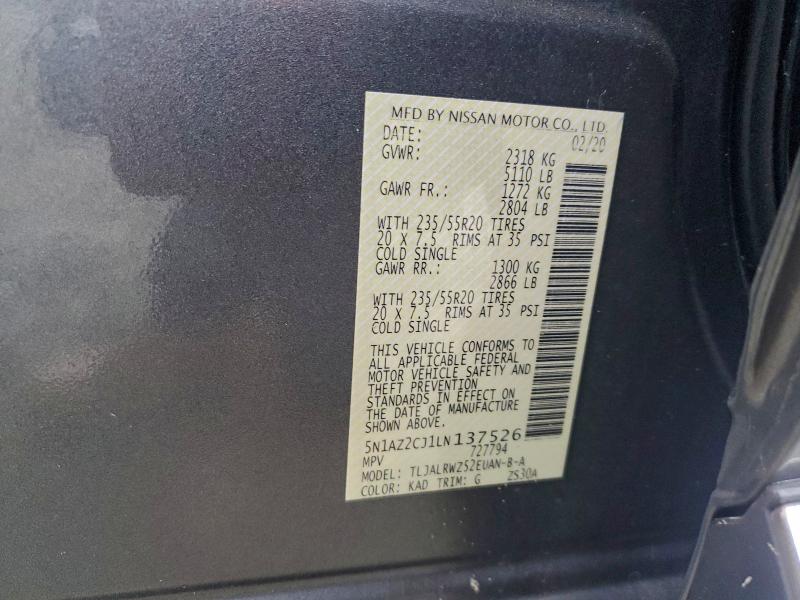 2020 NISSAN MURANO SL #3294218308