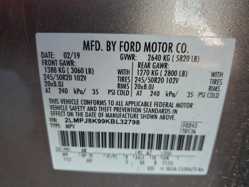 2019 LINCOLN NAUTILUS S #3302741021