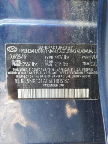 2019 HYUNDAI SONATA LIM #3291222958