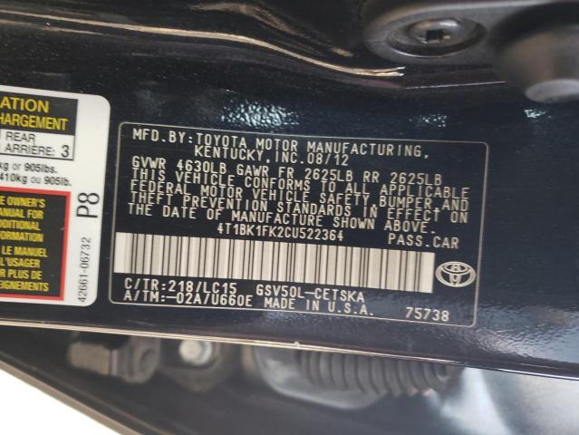 2012 TOYOTA CAMRY SE #3309394967