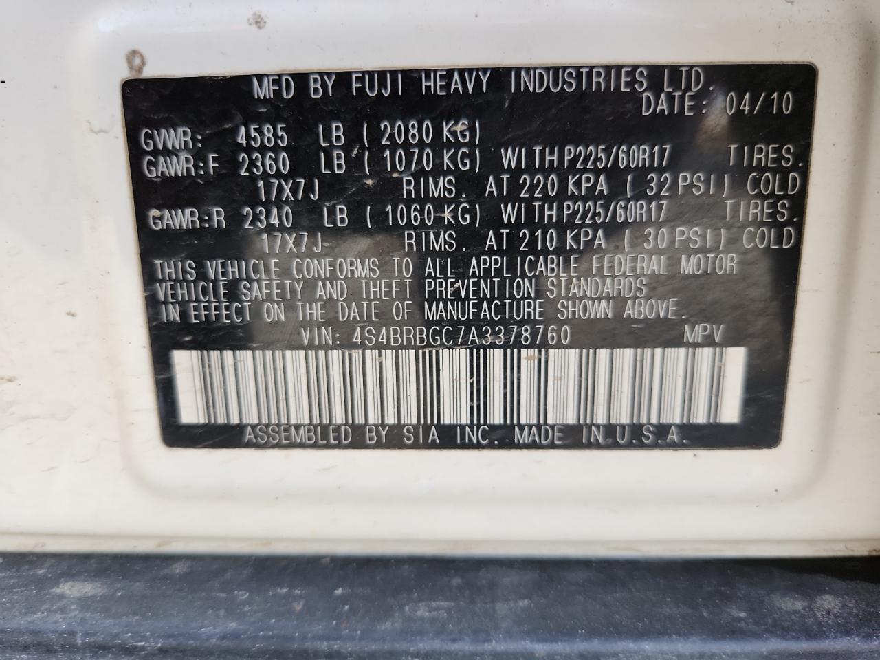 SUBARU OUTBACK 2.5I PREMIUM