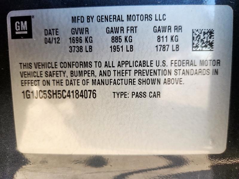 2012 CHEVROLET SONIC LT #3282330295