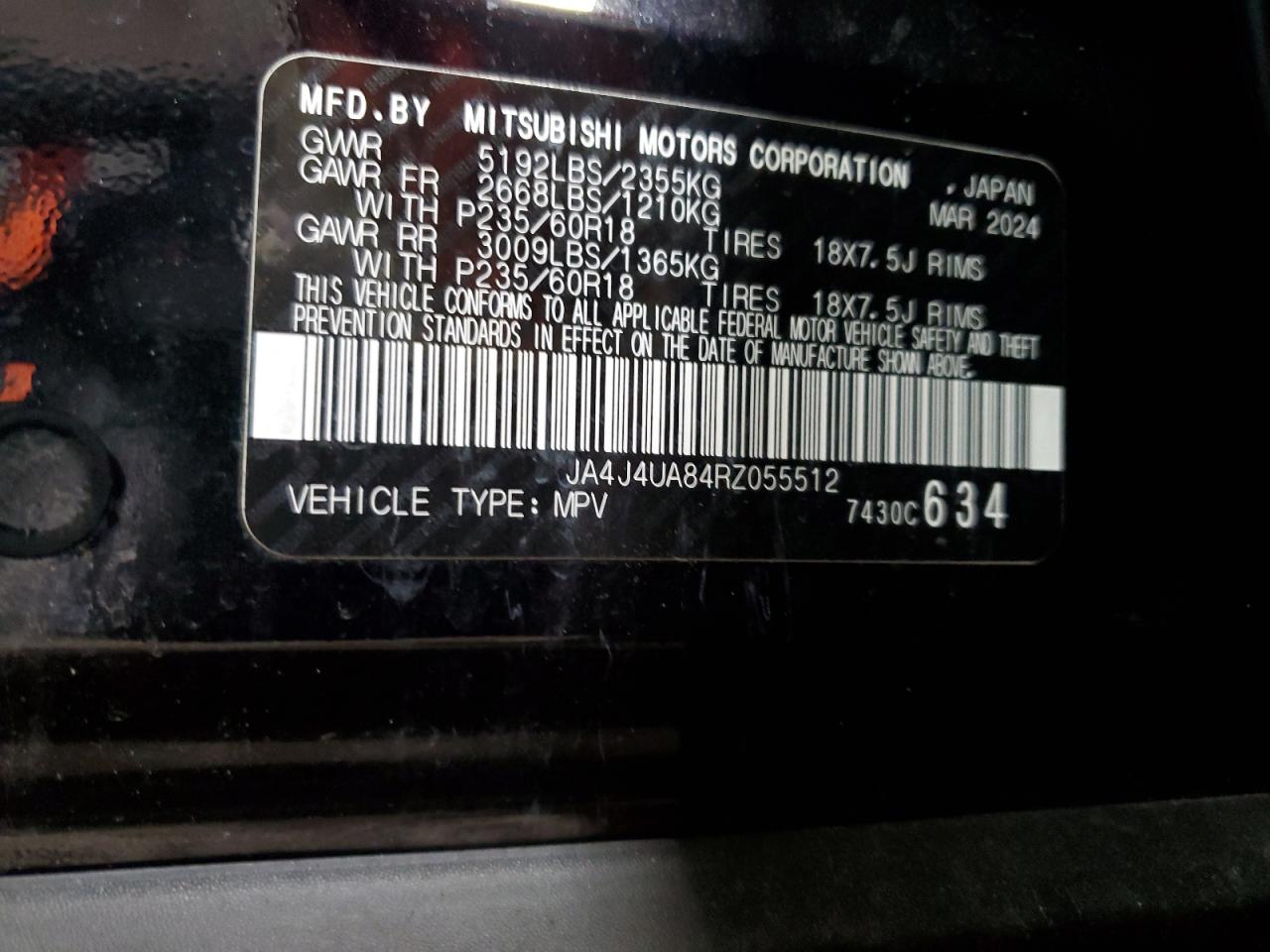 Lot #3301986475 2024 MITSUBISHI OUTLANDER