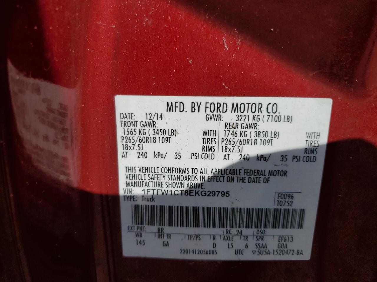 Lot #3301810338 2014 FORD F150 SUPER