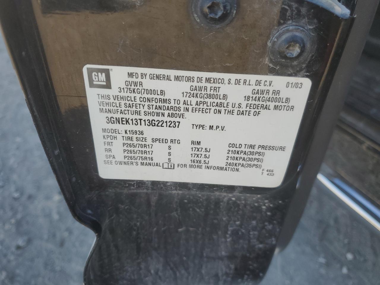 Lot #3292763796 2003 CHEVROLET AVALANCHE