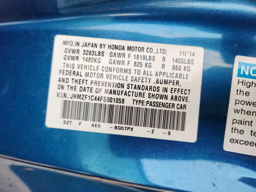 2015 HONDA CR-Z #3296881817