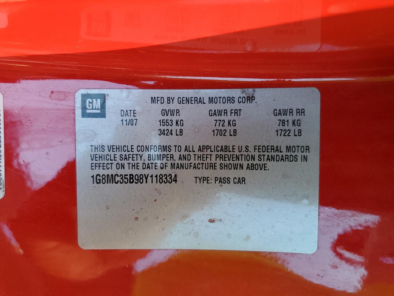 Lot #3302860890 2008 SATURN SKY