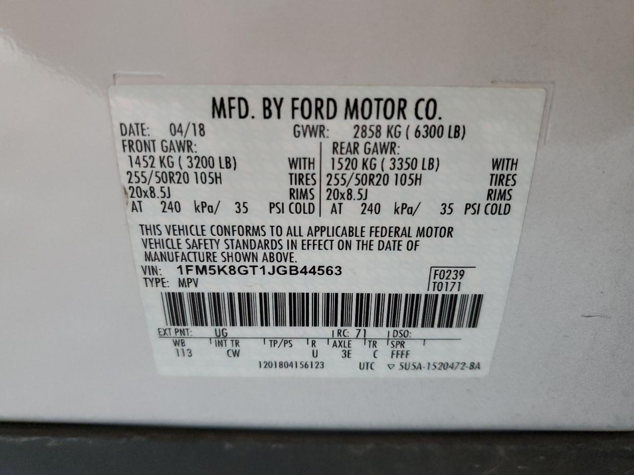 Lot #3308233166 2018 FORD EXPLORER S
