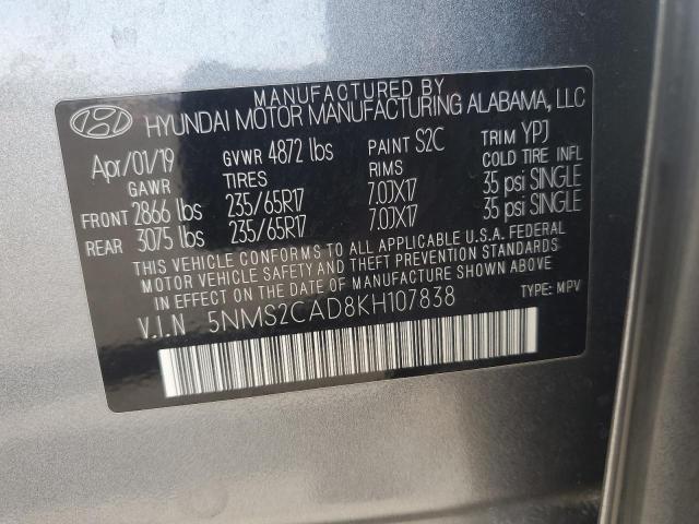 2019 HYUNDAI SANTA FE S 5NMS2CAD8KH107838