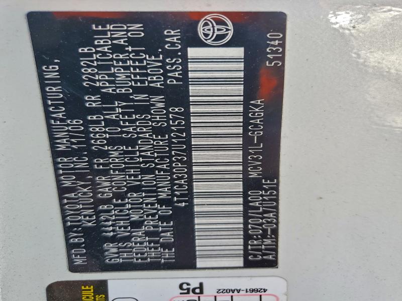 2007 TOYOTA CAMRY SOLA #3309510552