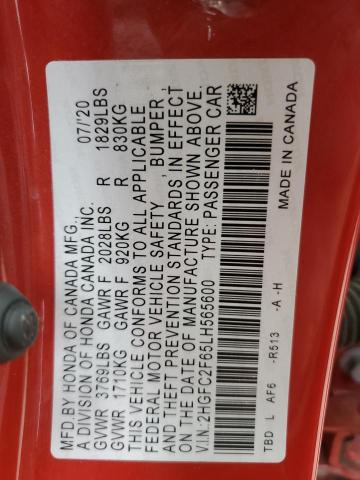 2020 HONDA CIVIC LX - 2HGFC2F65LH565600