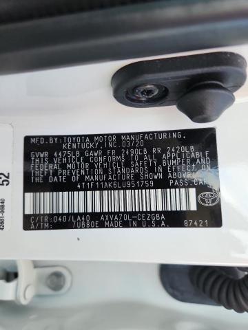 2020 TOYOTA CAMRY XLE #3302760360