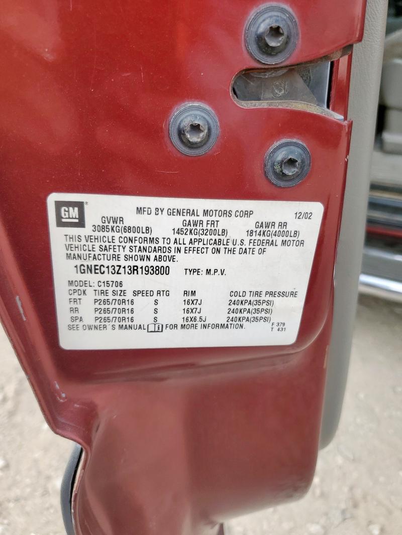 2003 CHEVROLET TAHOE C150 #3304794342