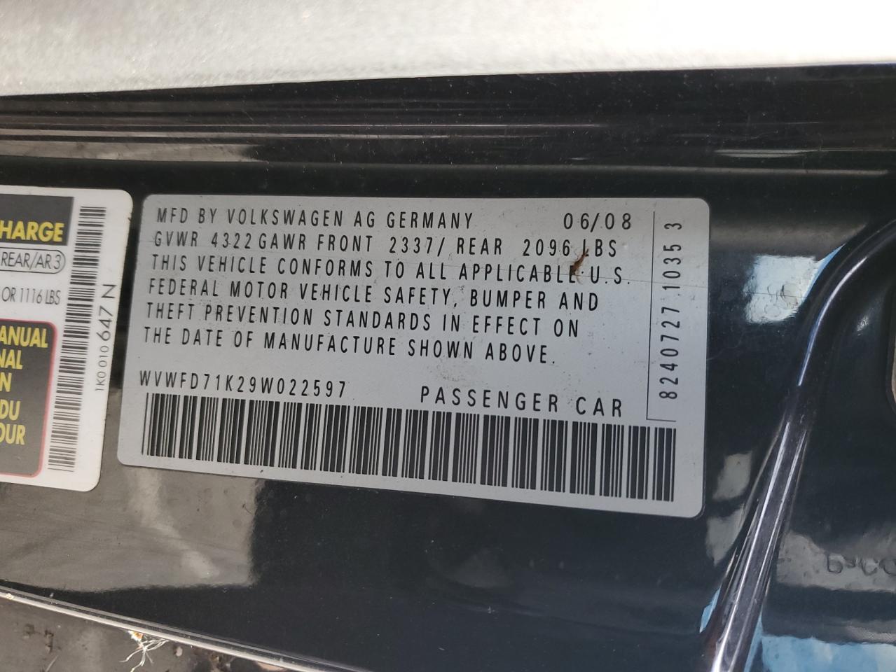 Lot #3291332172 2009 VOLKSWAGEN GTI