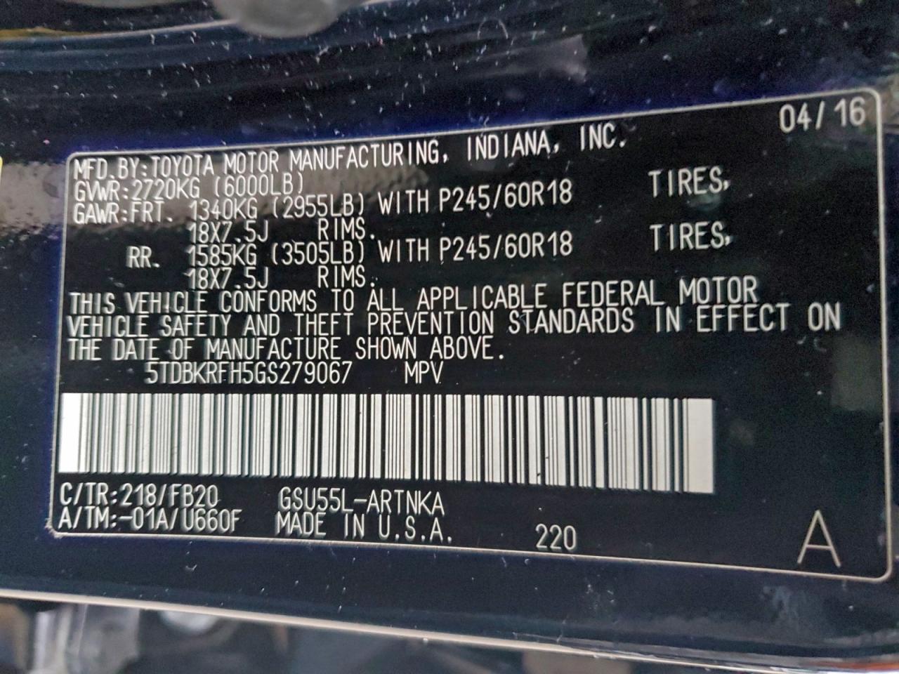 TOYOTA HIGHLANDER LE