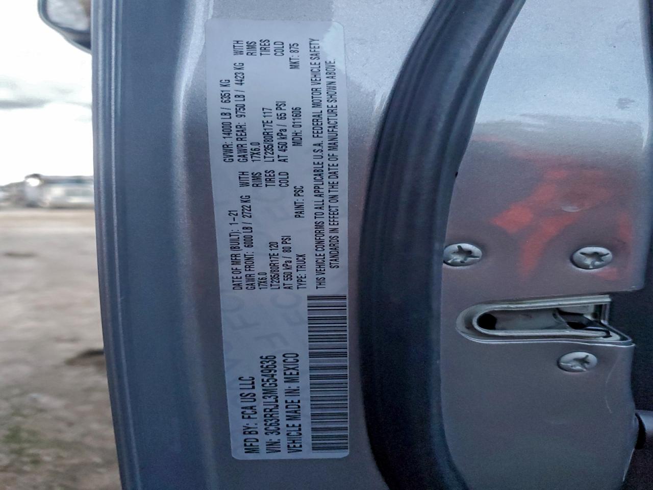 Lot #3310628822 2021 RAM 3500 LARAM