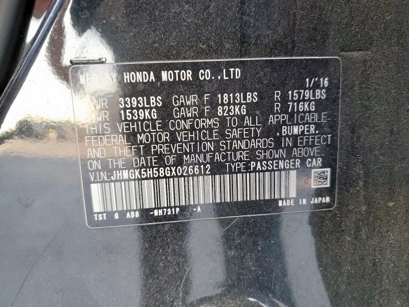 2016 HONDA FIT LX #3291552004