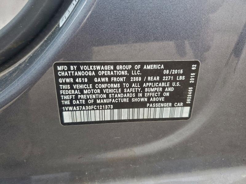 2015 VOLKSWAGEN PASSAT S #3304630970