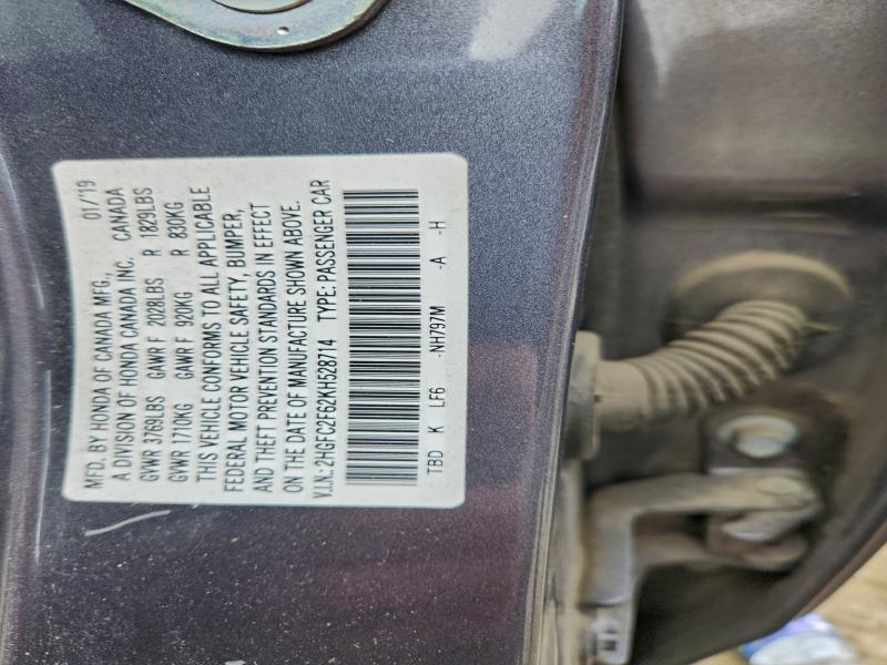 2019 HONDA CIVIC LX #3298102163