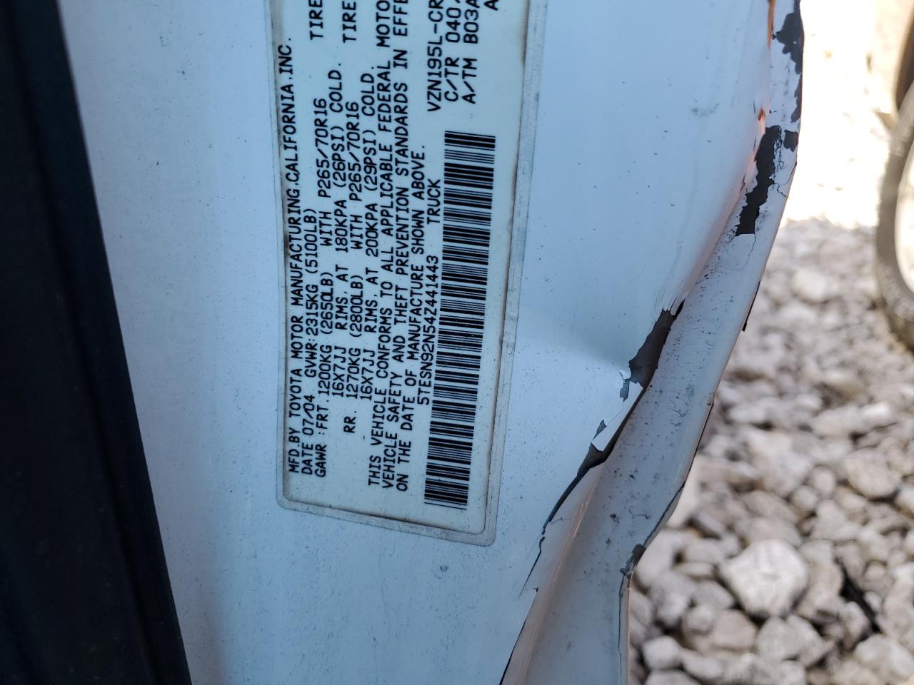 Lot #3298095144 2004 TOYOTA TACOMA XTR