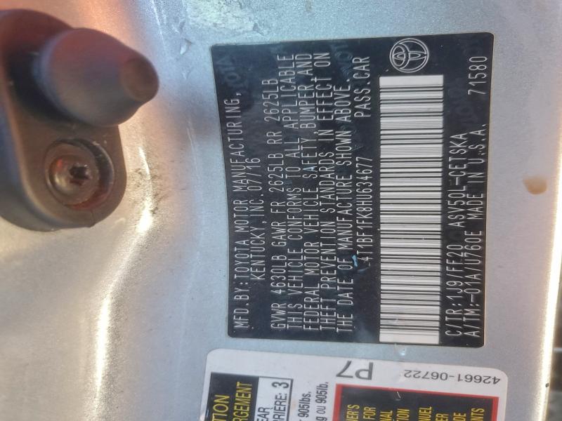 2017 TOYOTA CAMRY LE #3302831940