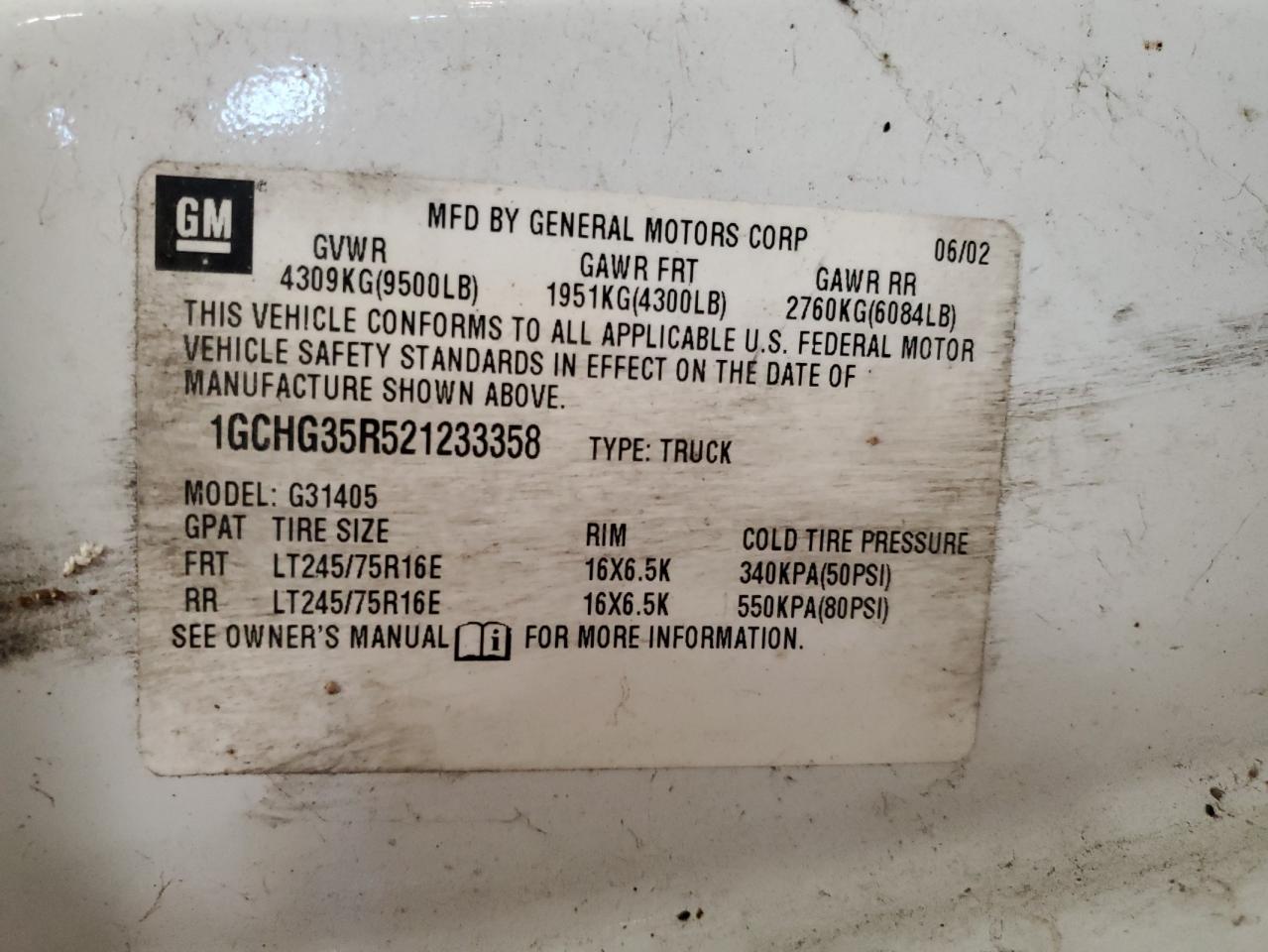 Lot #3285555276 2002 CHEVROLET EXPRESS G3