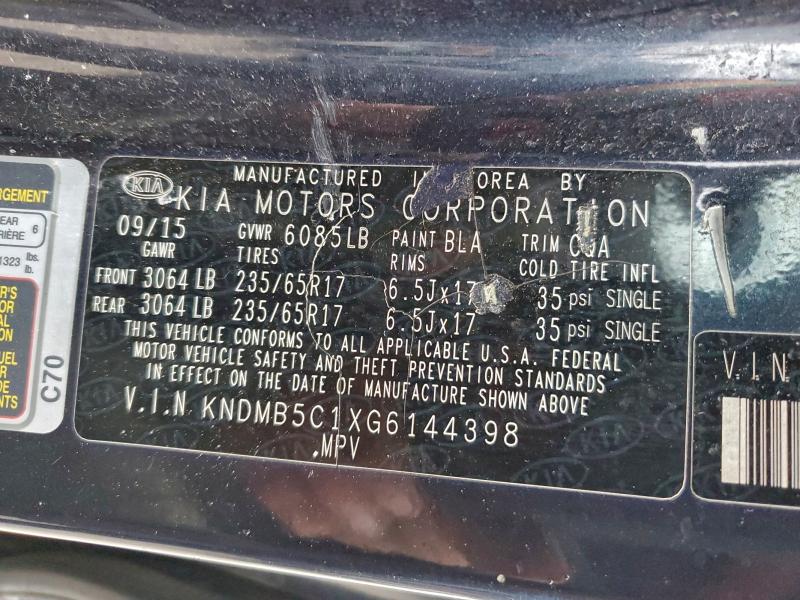 2016 KIA SEDONA LX #3302653089