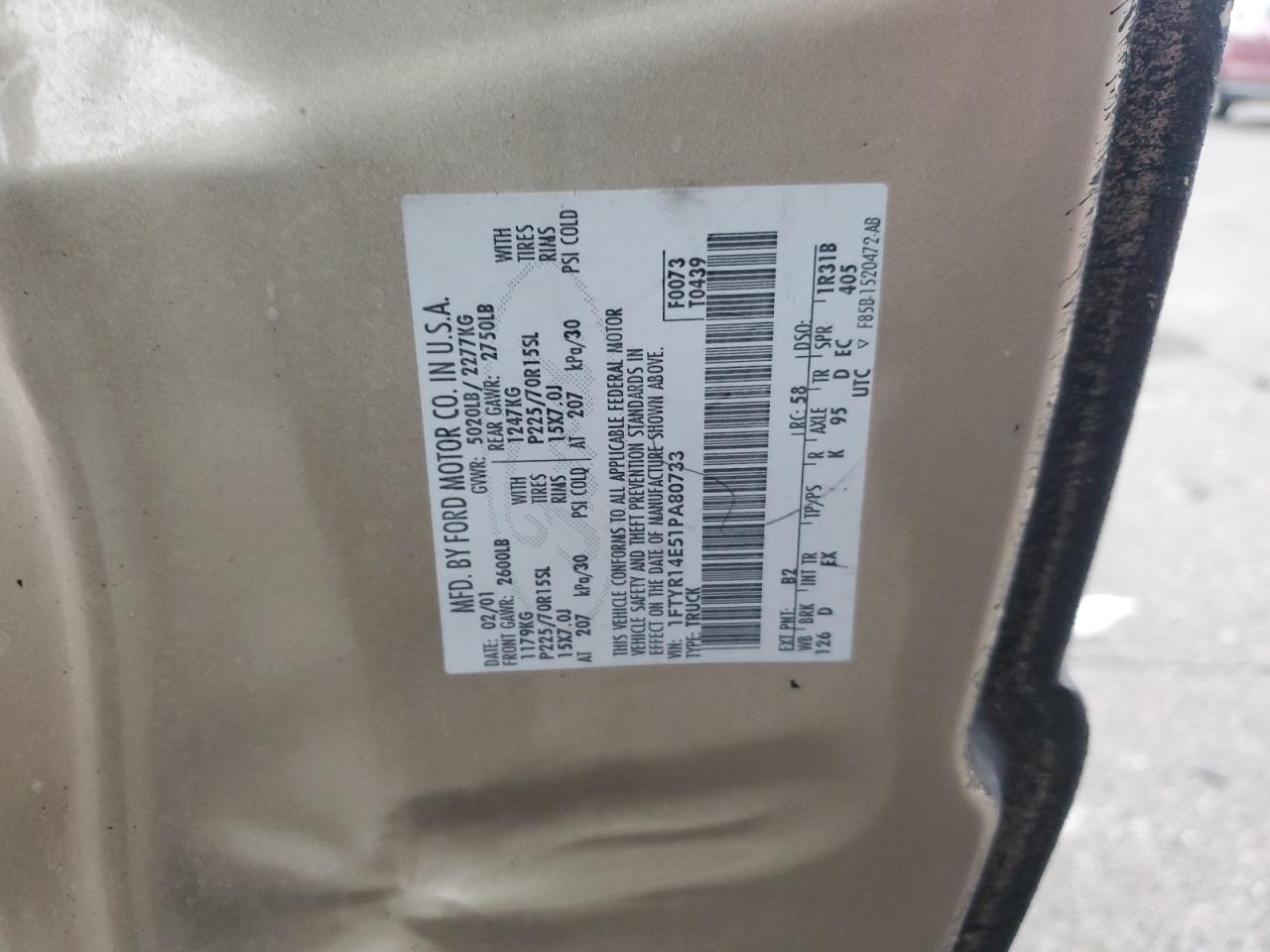 Lot #3282544891 2001 FORD RANGER SUP