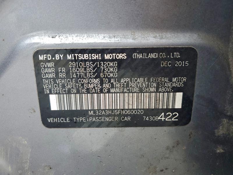 2015 MITSUBISHI MIRAGE DE #3305334301