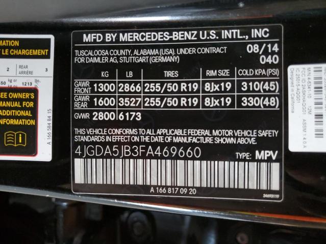 2015 MERCEDES-BENZ ML 350 #3287462996