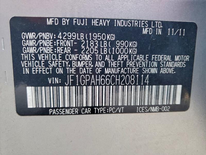 2012 SUBARU IMPREZA LI #3301768347