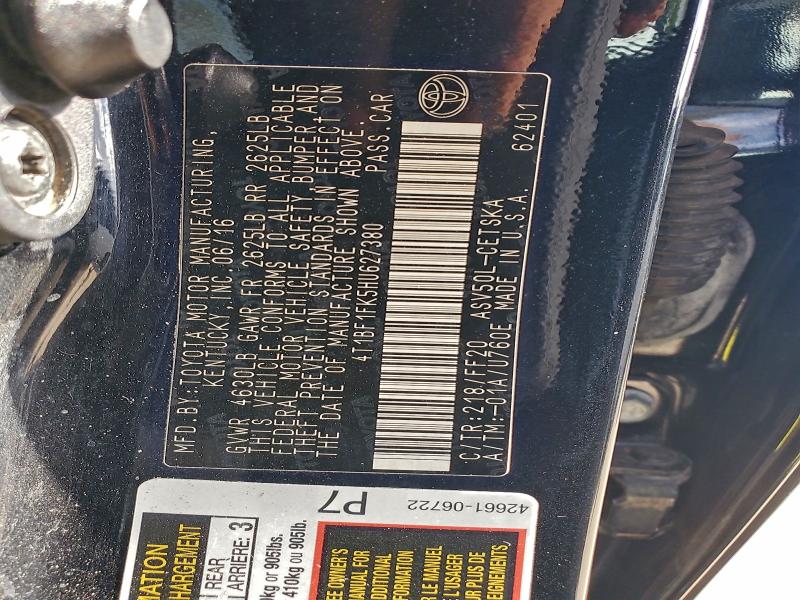 2017 TOYOTA CAMRY LE #3311541237