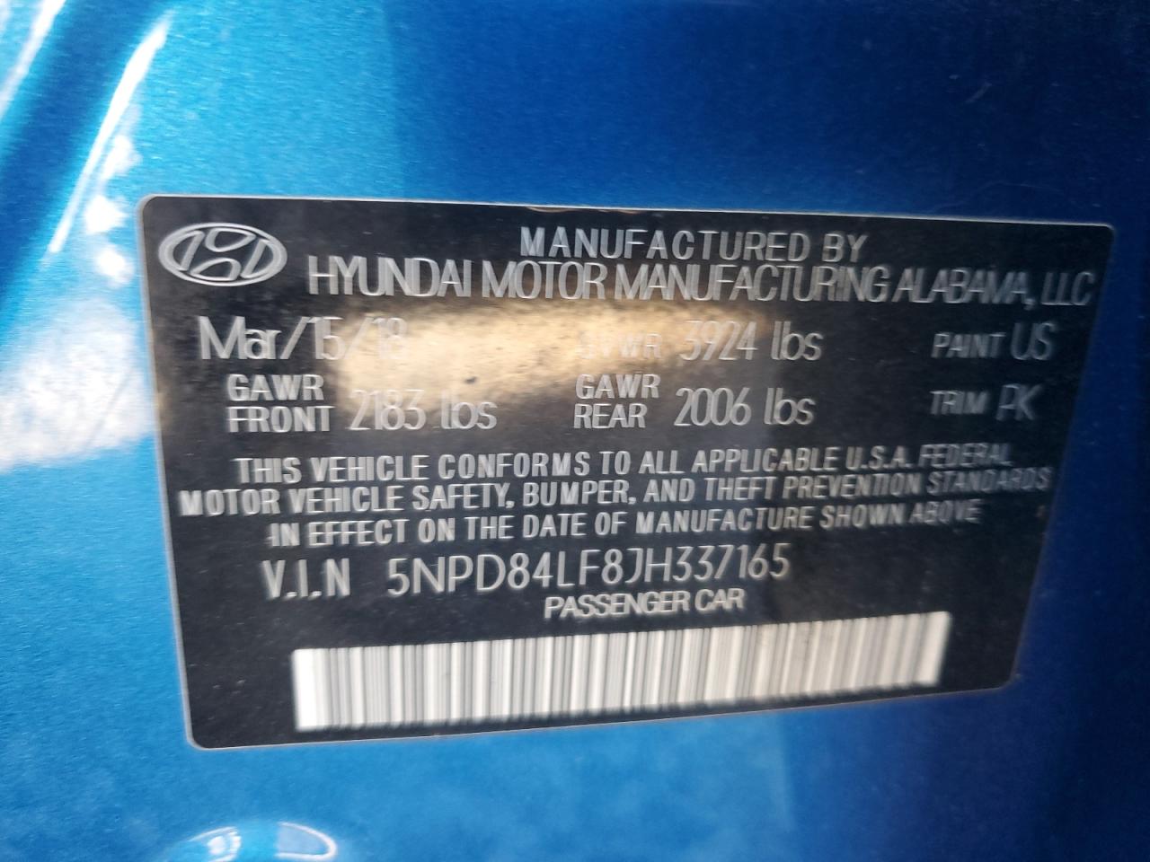 Lot #3302795925 2018 HYUNDAI ELANTRA SE