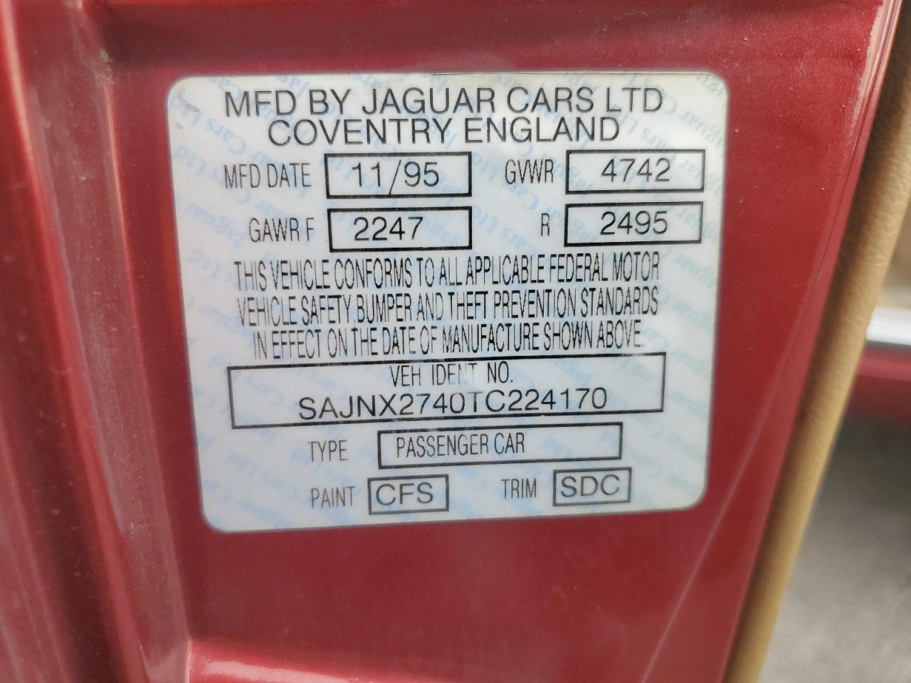 Lot #3302121137 1996 JAGUAR XJS 2+2