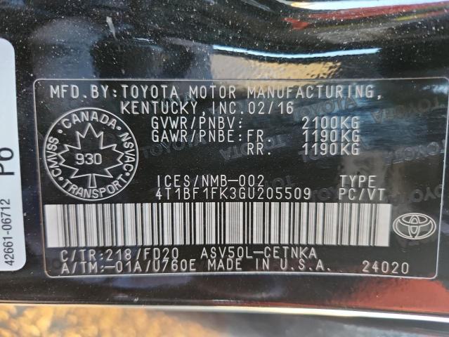 2016 TOYOTA CAMRY LE - 4T1BF1FK3GU205509