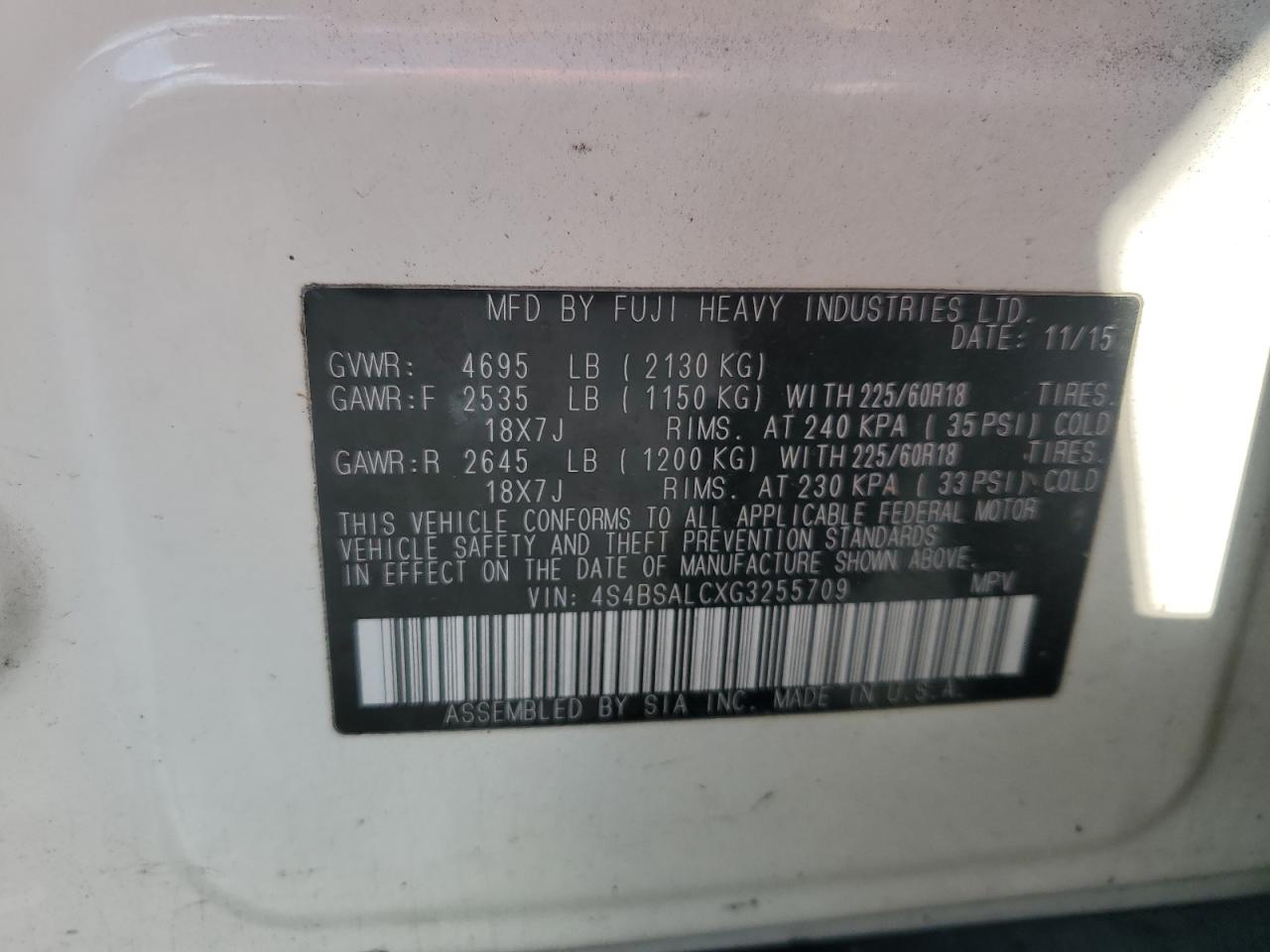 SUBARU OUTBACK 2.5I LIMITED