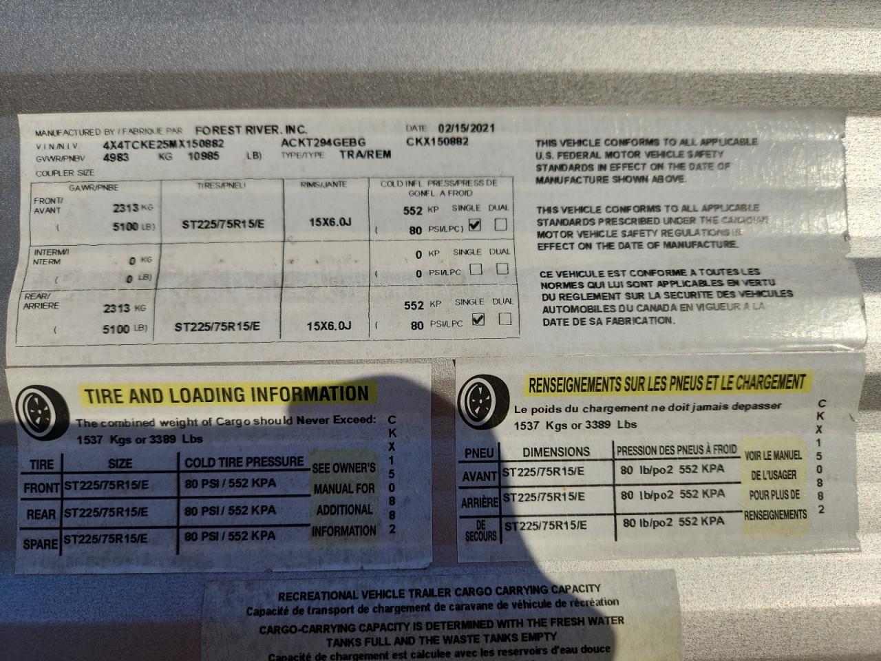 Lot #3302885934 2021 FOREST RIVER CHEROKEE 294GEBG