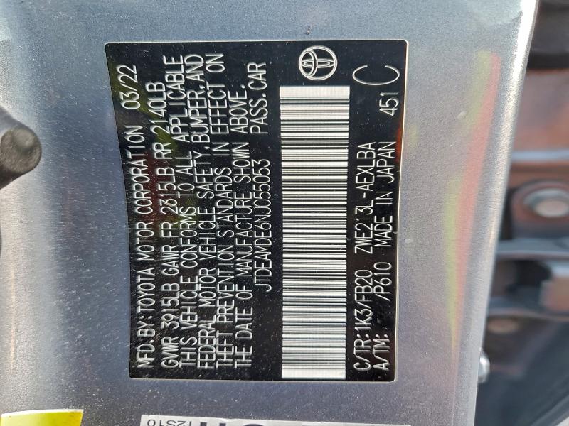 2022 TOYOTA COROLLA LE #3293385430