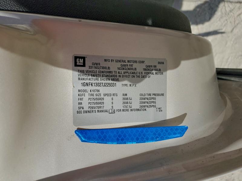 2007 CHEVROLET TAHOE K150 #3301834424