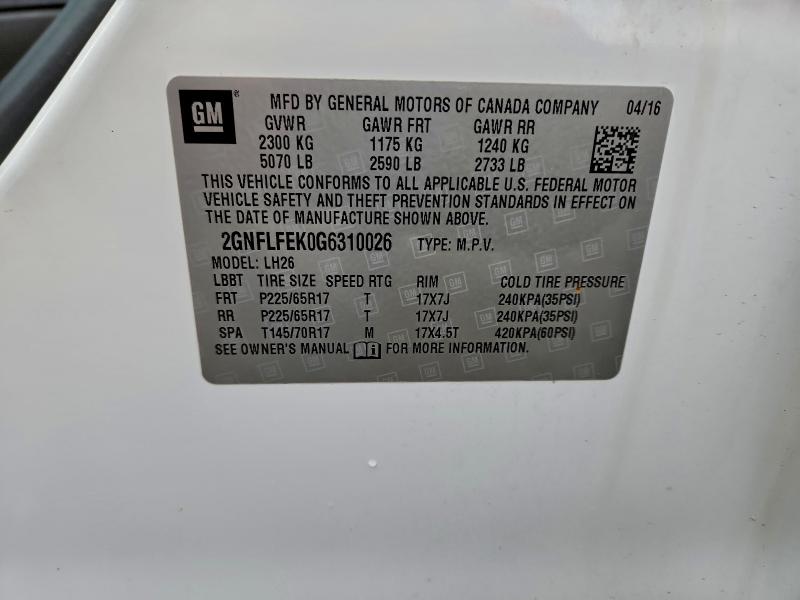 2016 CHEVROLET EQUINOX LT #3297877856