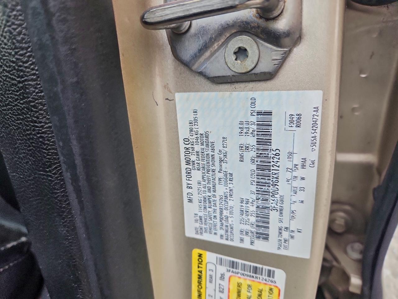 Lot #3311579753 2019 FORD FUSION TIT