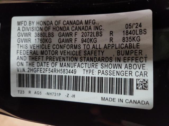 2024 HONDA CIVIC SPOR - 2HGFE2F54RH583449