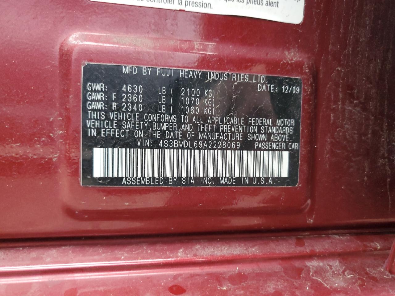 SUBARU LEGACY 3.6R LIMITED