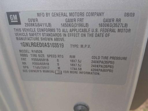 2010 CHEVROLET TRAVERSE L #3297051514