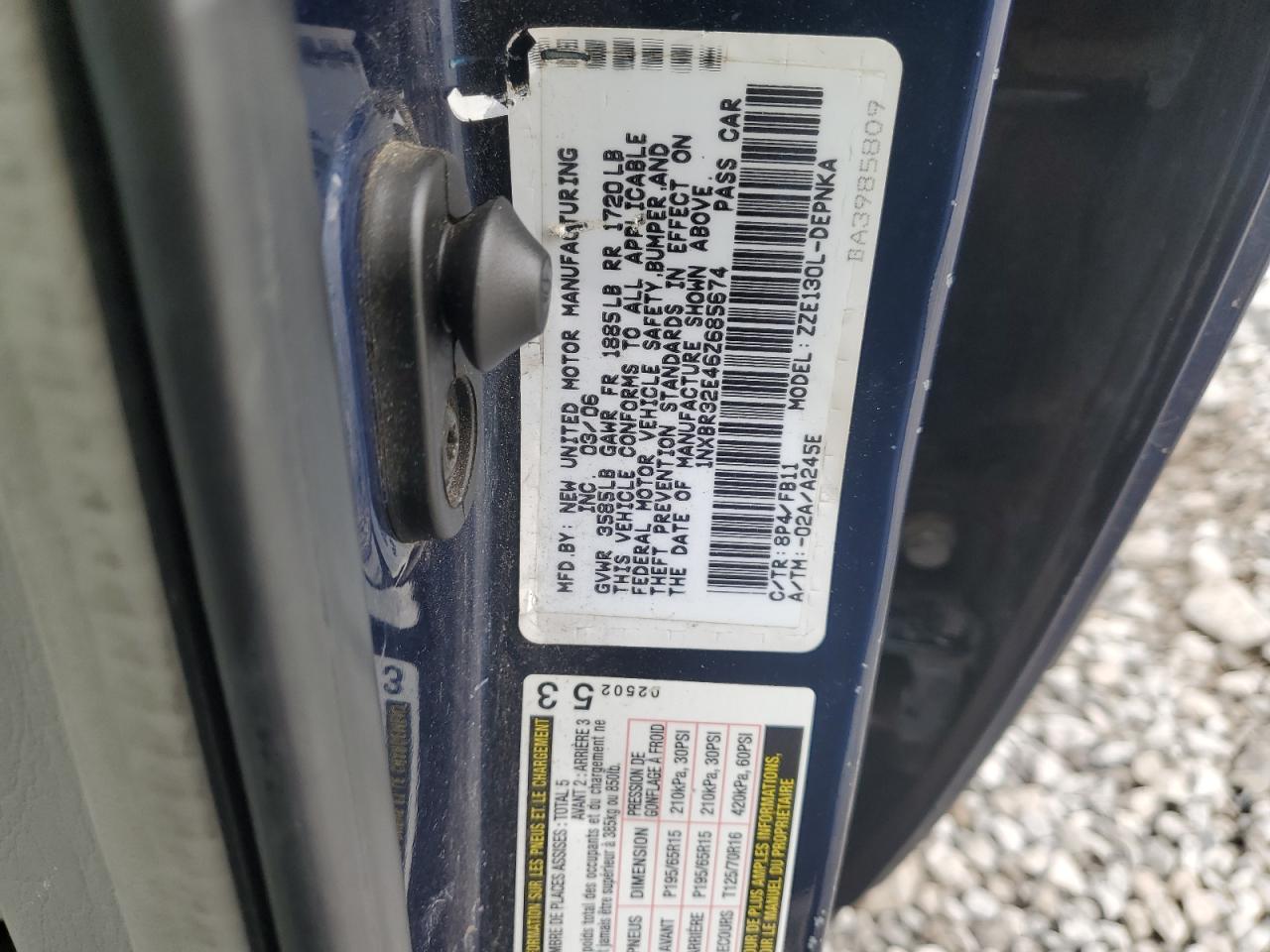 Lot #3291464473 2006 TOYOTA COROLLA CE