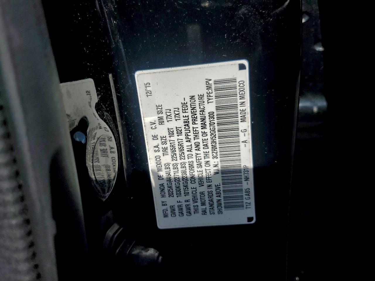 Lot #3316067216 2016 HONDA CR-V EX